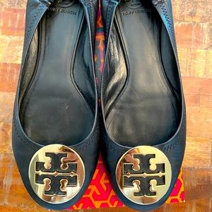 Tory Burch Classic Reva Ballet - Black/Gold 9